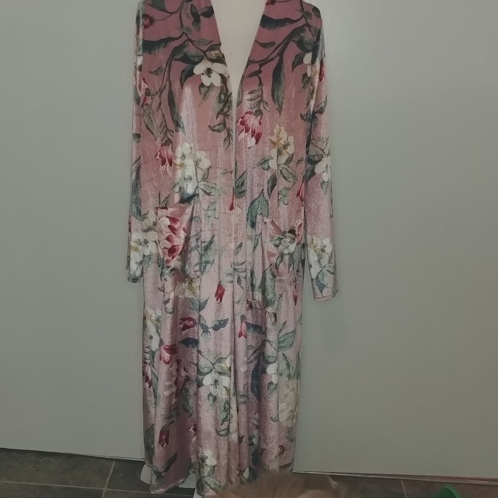 LuLaRoe Sarah Floral Velvet Long Cardigan